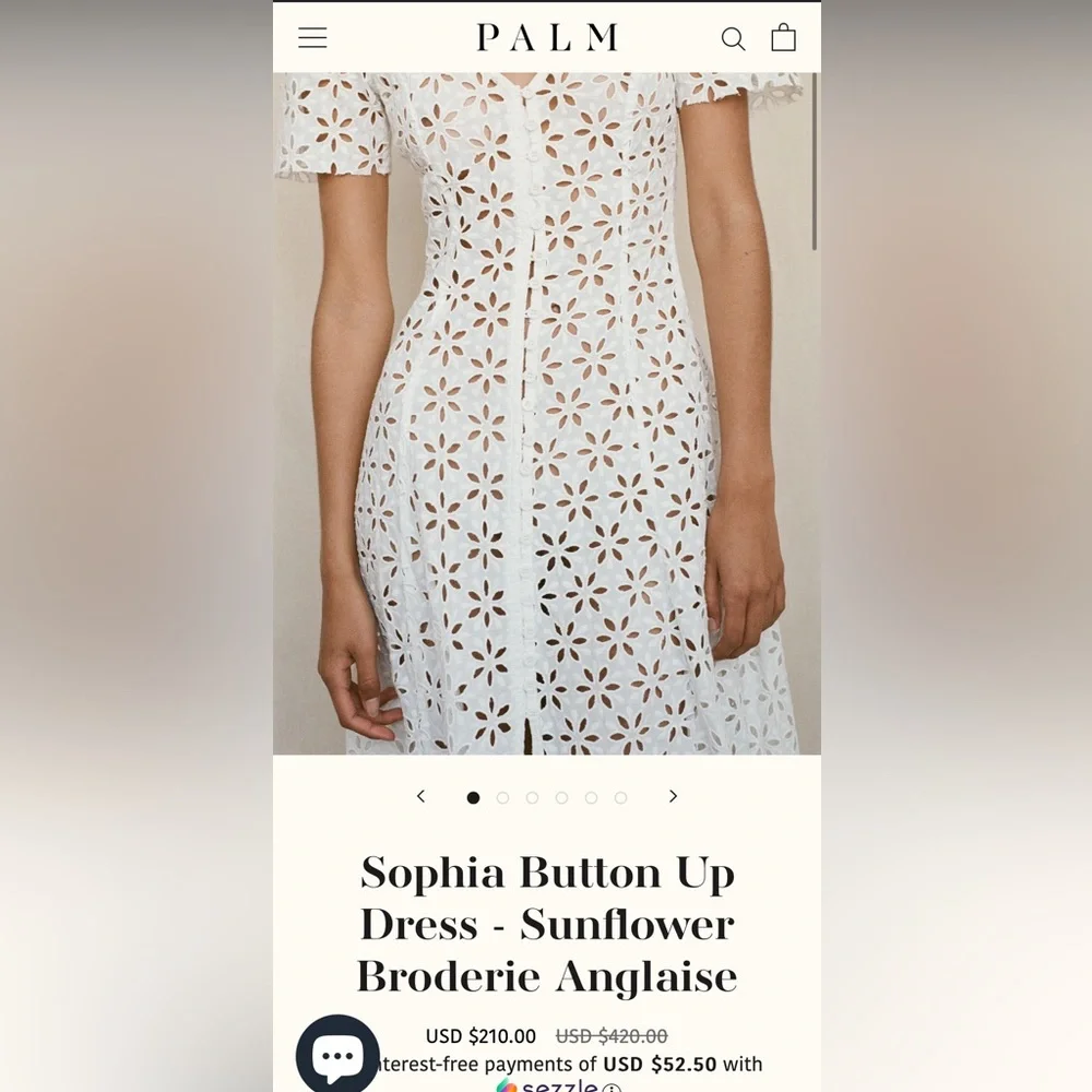 PALM Sophia Button Up White Eyelet Dress Coverup NWT - Picture 14 of 16